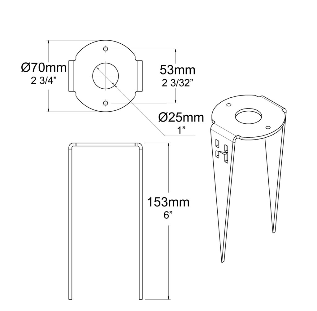 Dimensioned line drawing of the Hunza Ultra 12 Spike