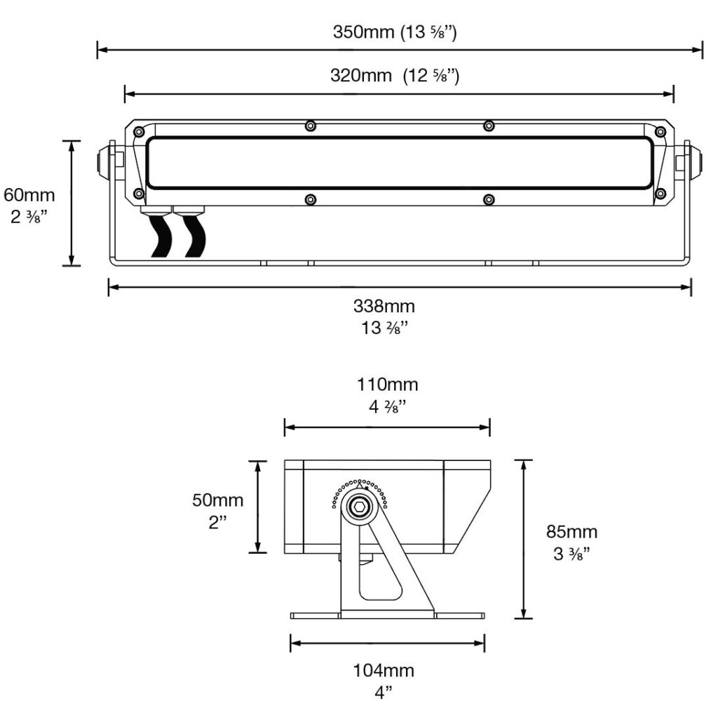 Dimensioned line drawing of the Hunza Blade