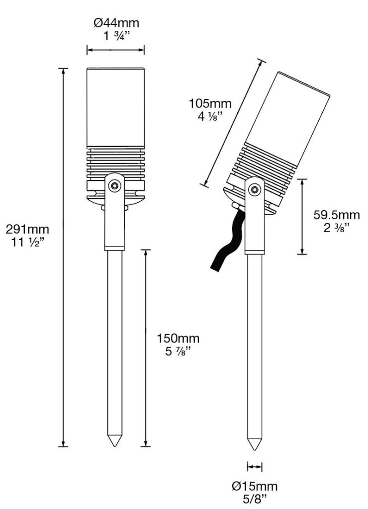 Dimensioned line drawing of the Hunza Euro Spike Spot
