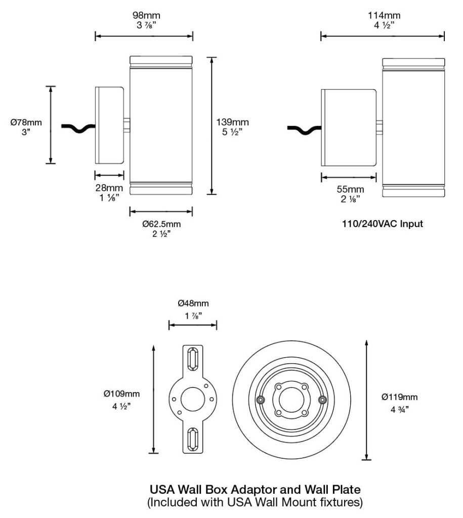 Dimensioned line drawing of the Hunza Pillar Light