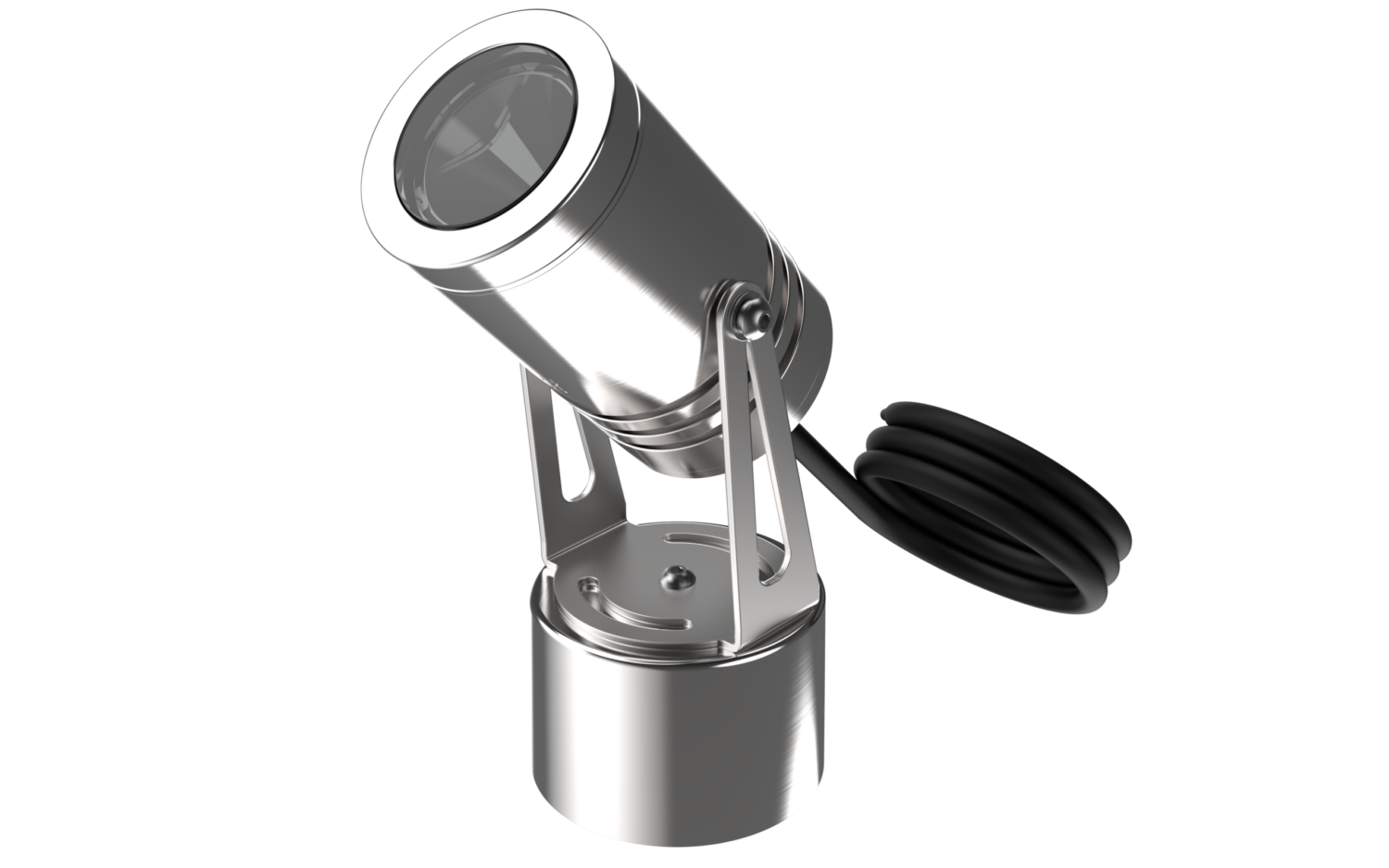 Hunza Pond Light High Power in stainless steel on a weighted base