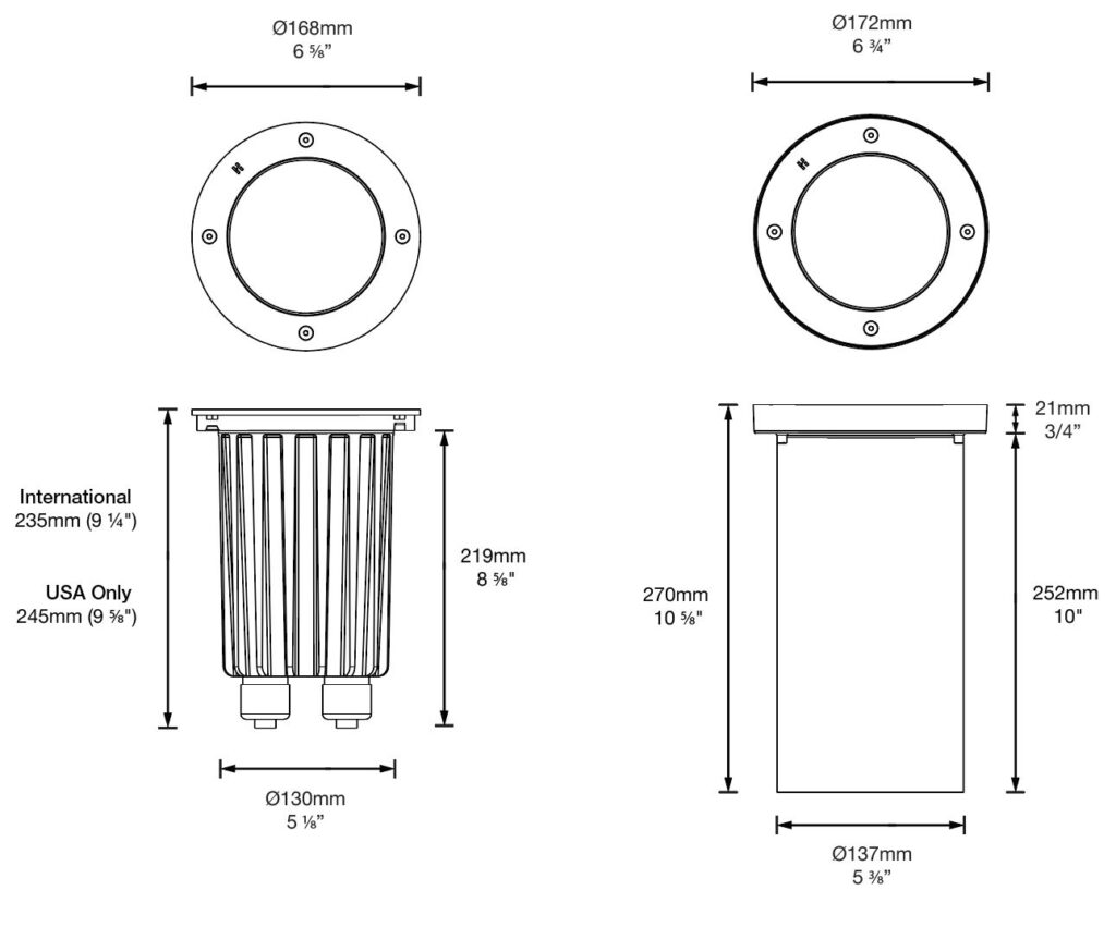Dimensioned line drawing of the Hunza SafeTouch 100