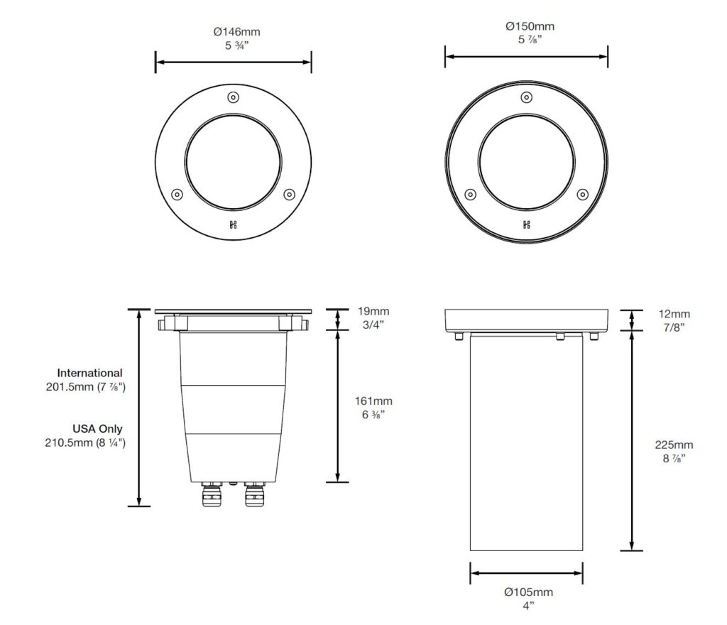 Dimensioned line drawing of the Hunza SafeTouch 50