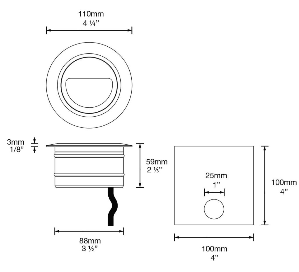 Dimensioned line drawing of the Hunza Washer