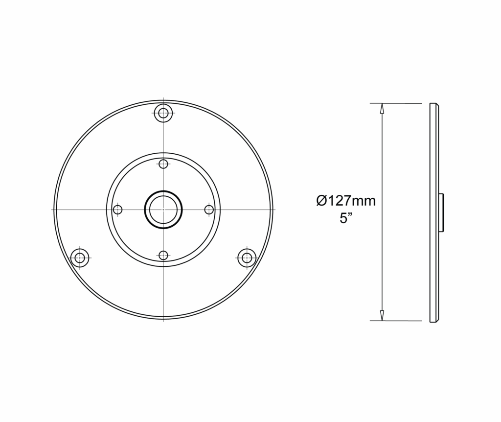 Dimensioned line drawing of the Hunza Ultra 12 Wall Plate