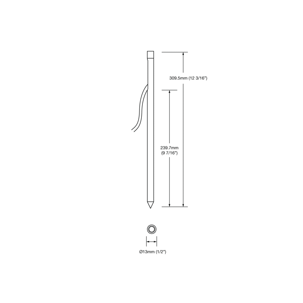 Dimensioned line drawing of the LuxR 300mm Micro Spike Spot