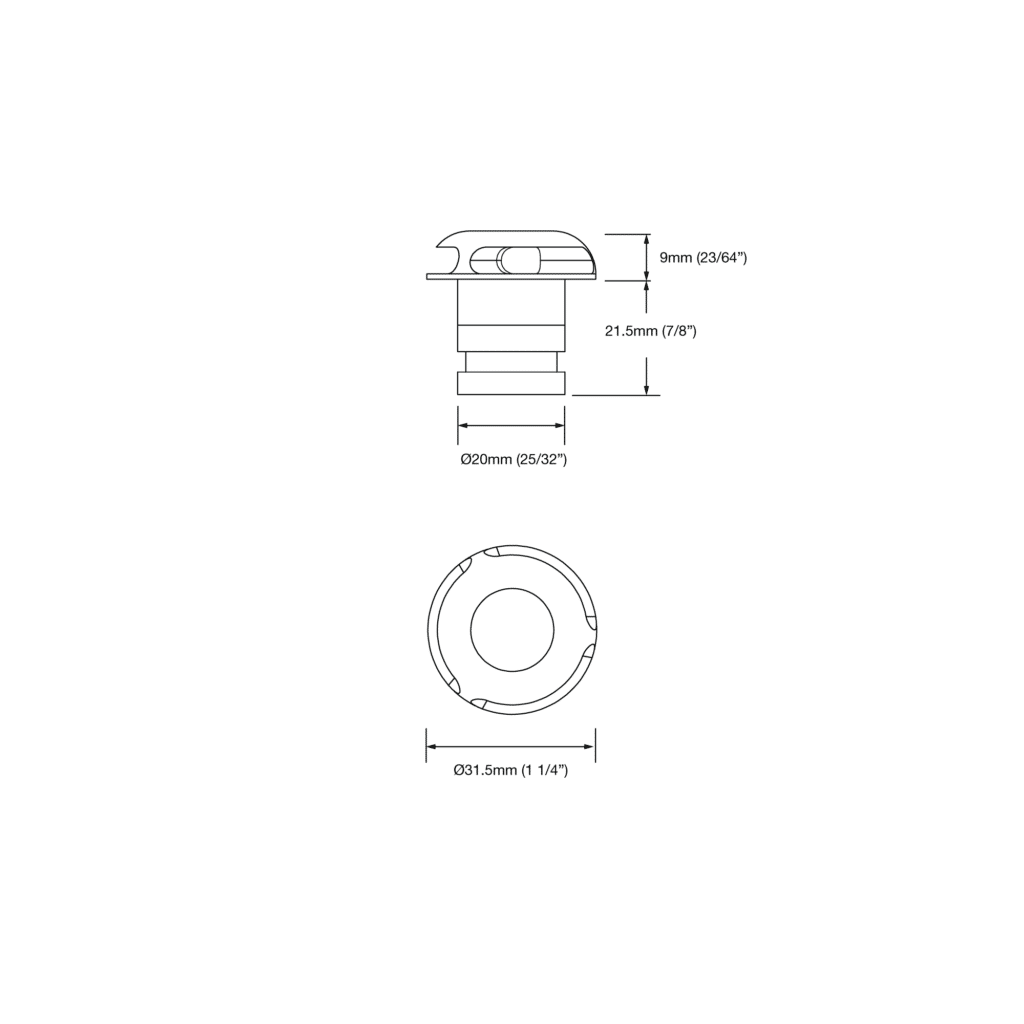 Dimensioned line drawing of the LuxR Micro Pathlight