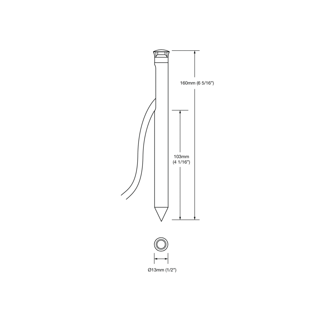 Dimensioned line drawing of the LuxR Micro Spike Diamond