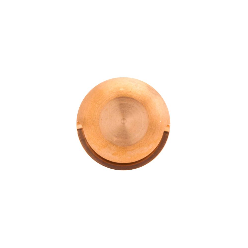 LuxR Micro Steplight in solid copper seen from above with its shielded cap