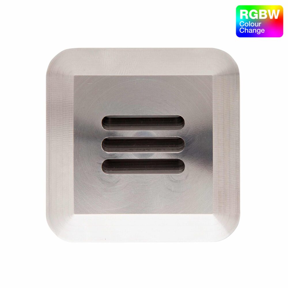 LuxR Modux Four RGBW Louvre in stainless steel with a louvred square face