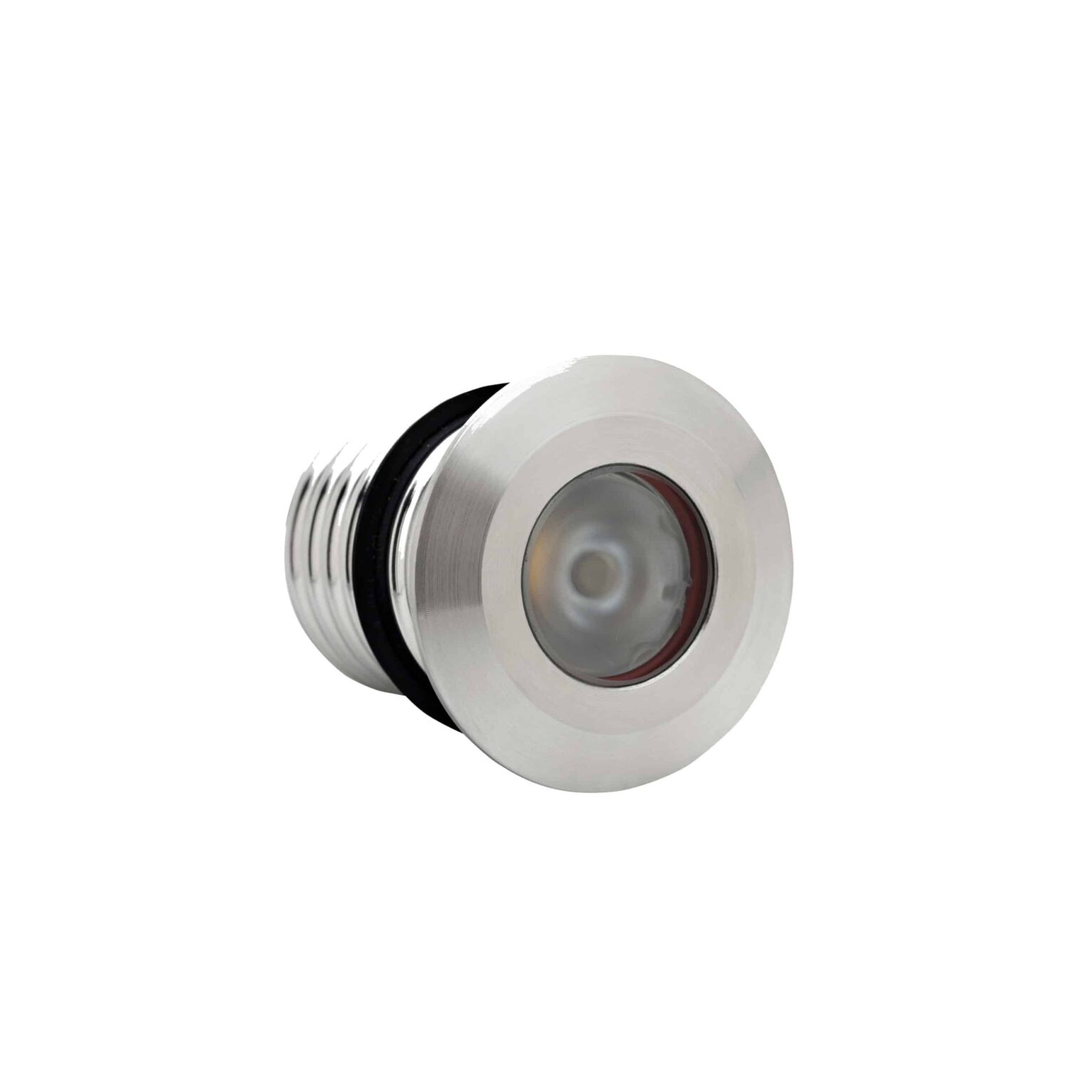 LuxR Modux One Round in stainless steel showing its threaded barrel and lens