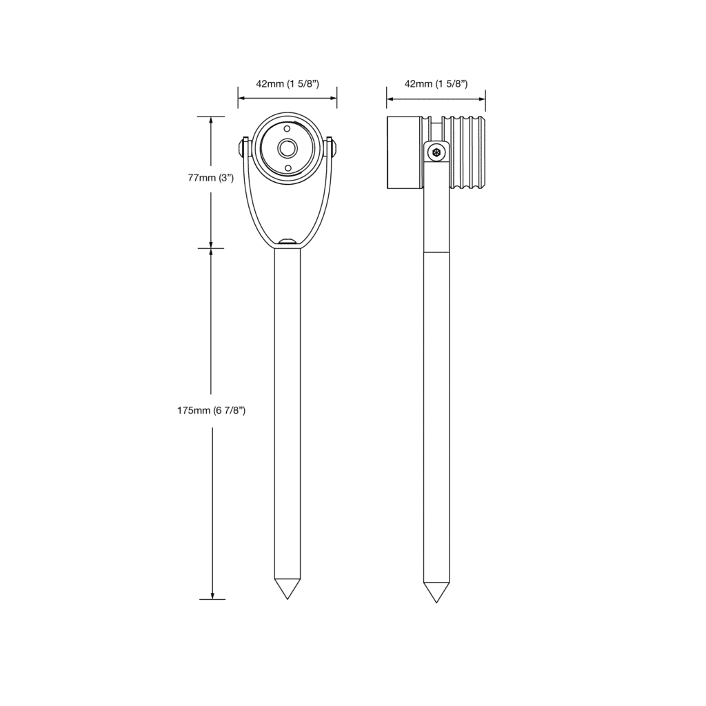 Dimensioned line drawing of the LuxR Modux One Spot