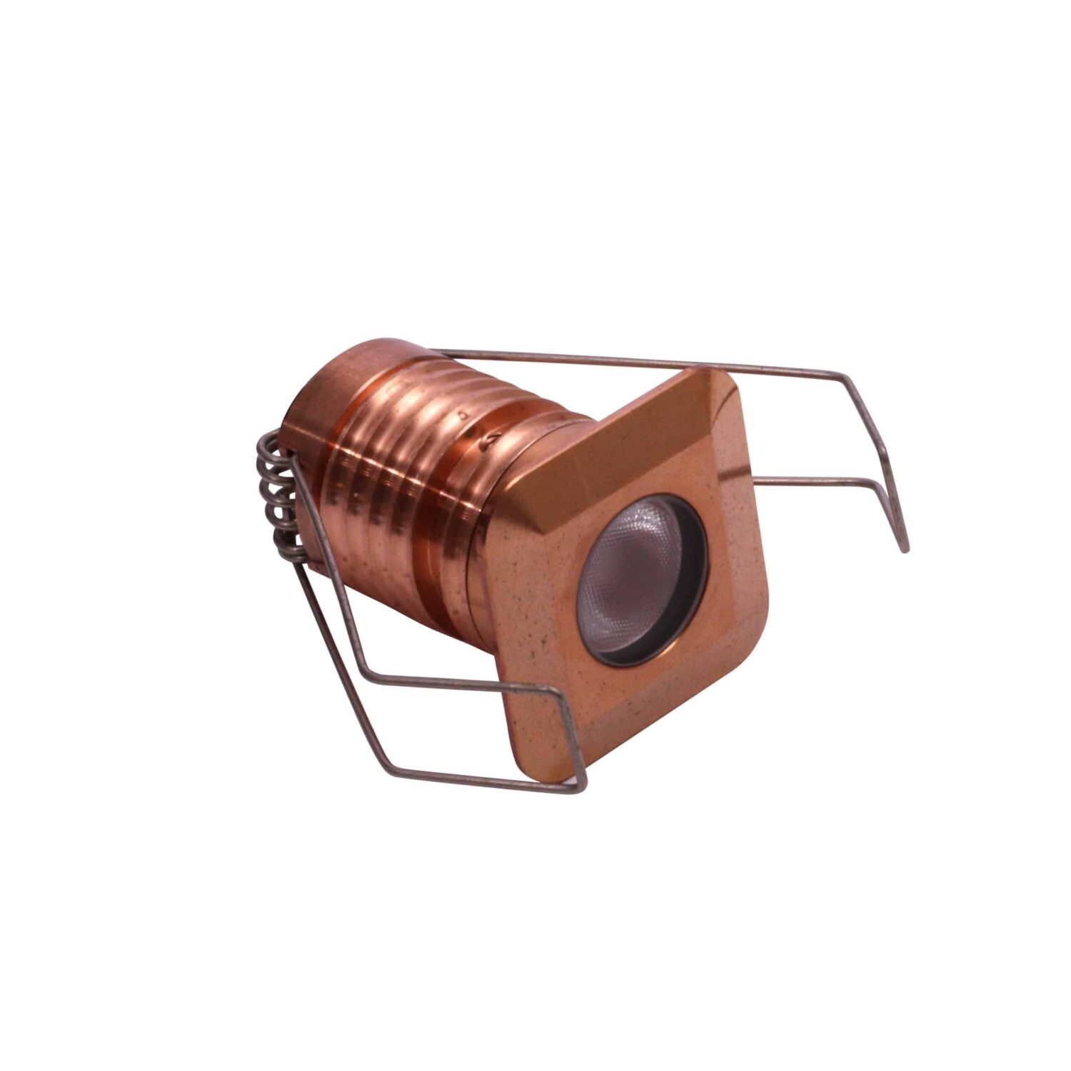 LuxR Modux One Square Recessed Plug in solid copper with its spring clips