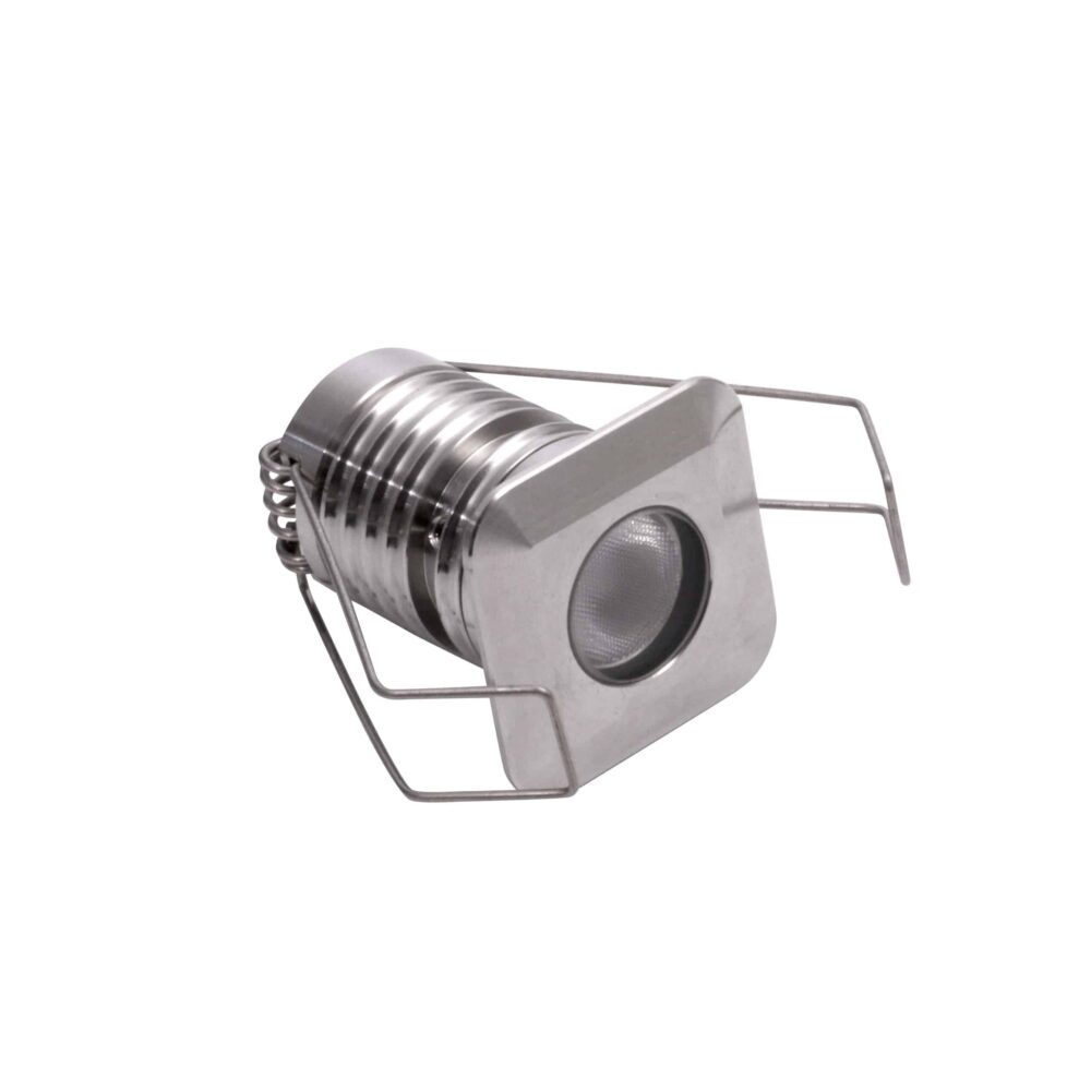 LuxR Modux One Square Recessed Plug in stainless steel with its spring clips