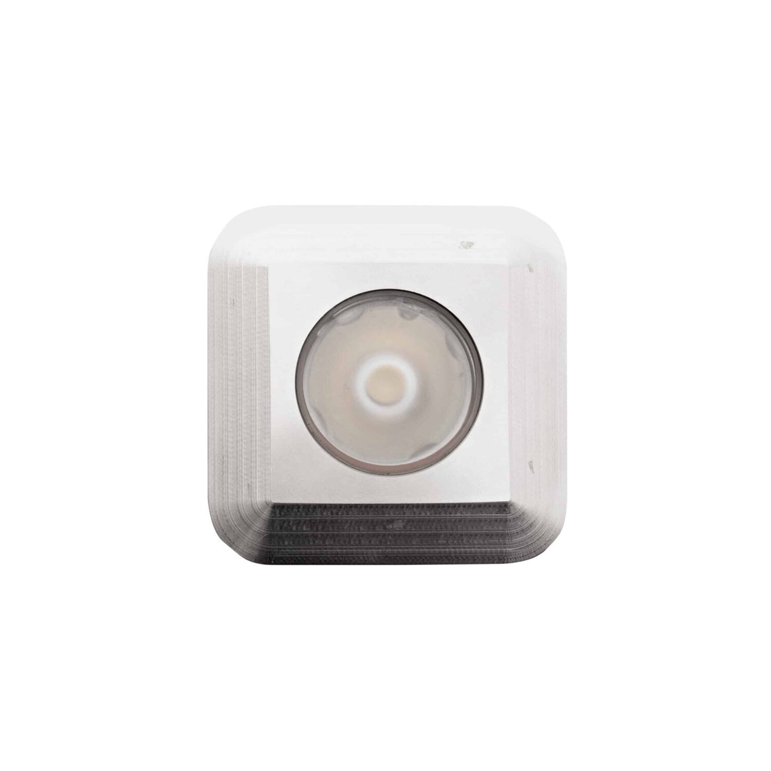 LuxR Modux One Square seen face-on, a square fascia with a central lens
