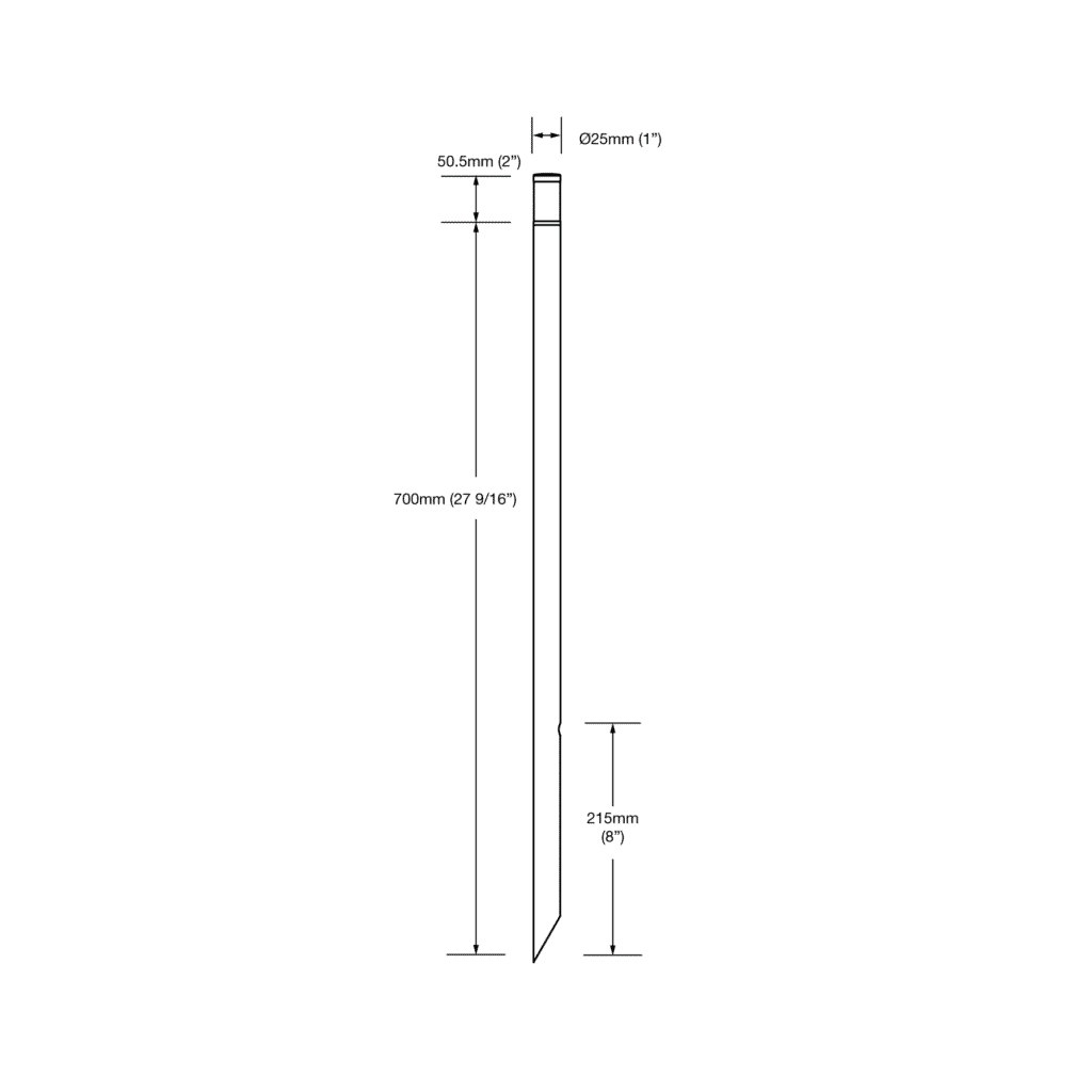 Dimensioned line drawing of the LuxR Modux One Wayfinder