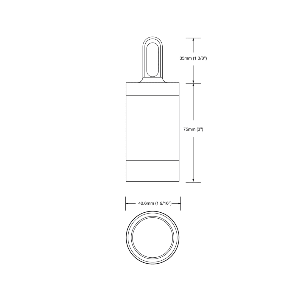Dimensioned line drawing of the LuxR Modux Four Hanging Light