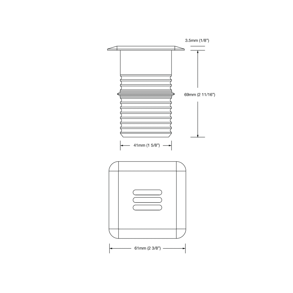 Dimensioned line drawing of the LuxR Modux Four Large Louvre
