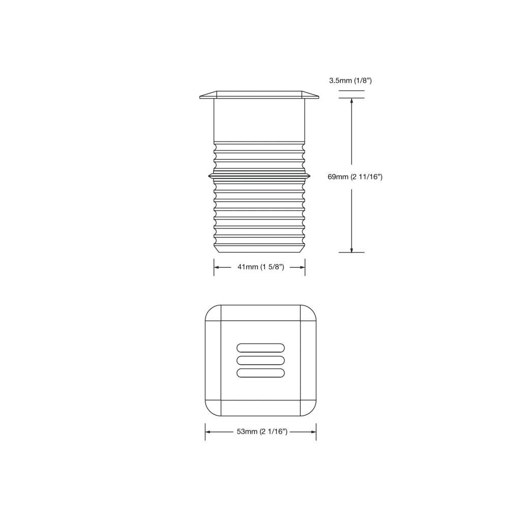Dimensioned line drawing of the LuxR Modux Four Louvre