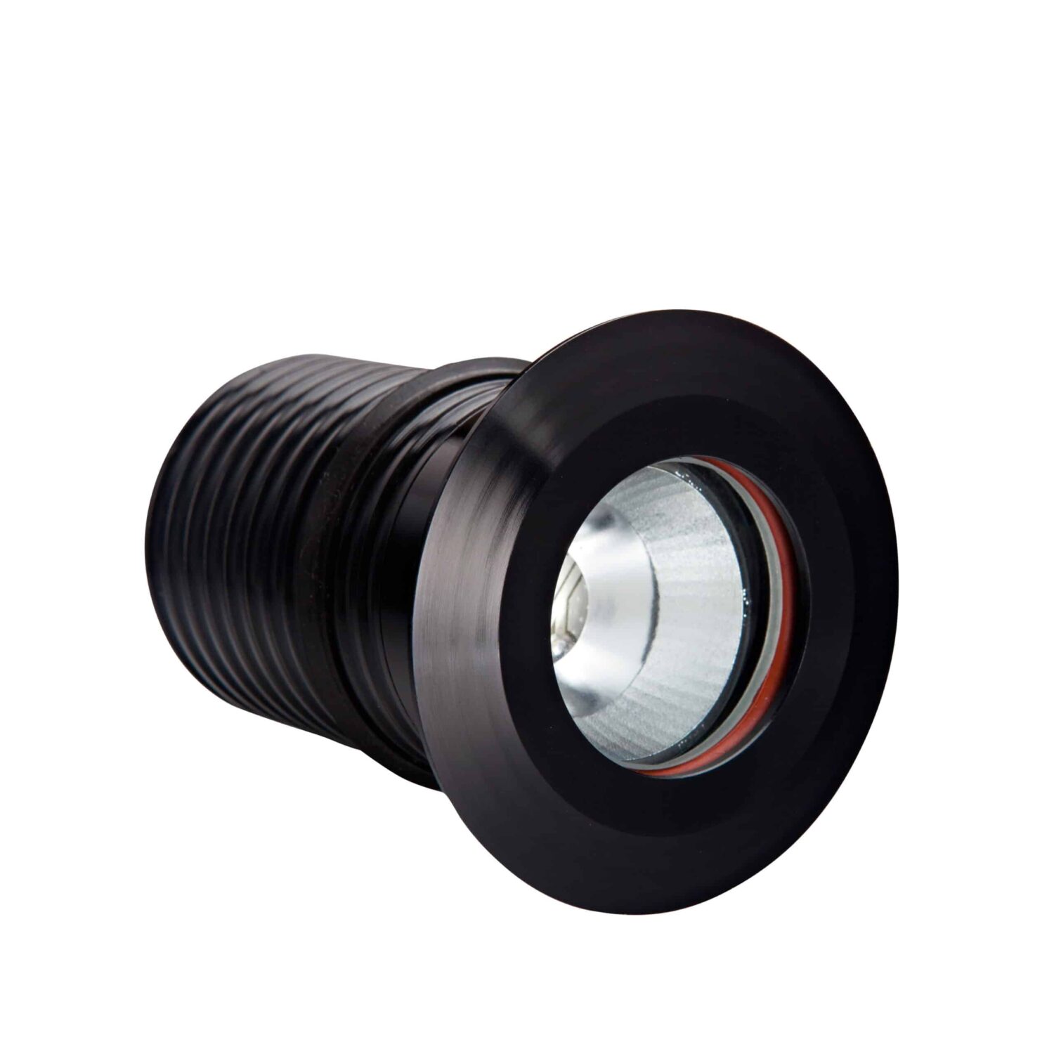 LuxR Modux Four Round in black showing its threaded barrel and lens