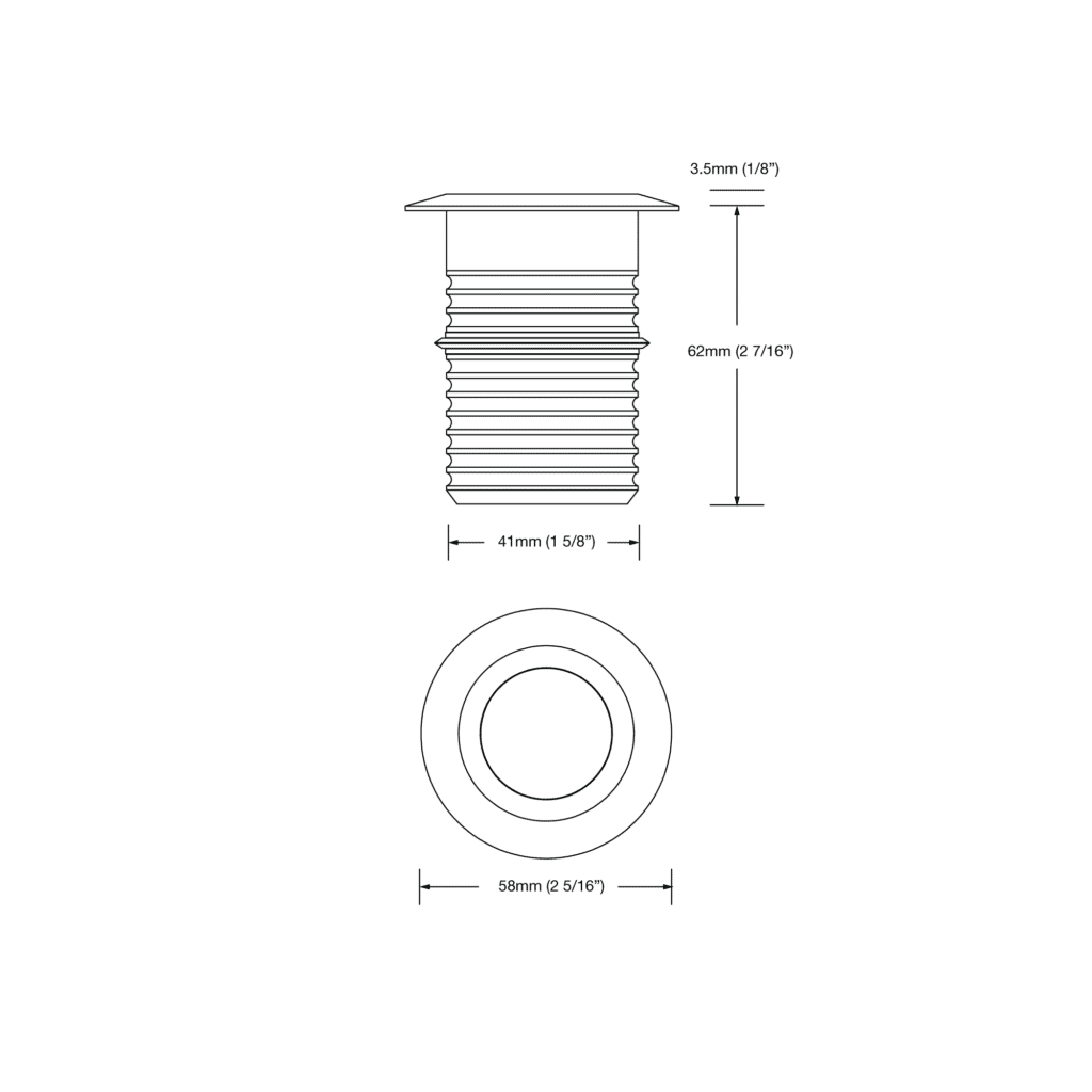 Dimensioned line drawing of the LuxR Modux Four Round