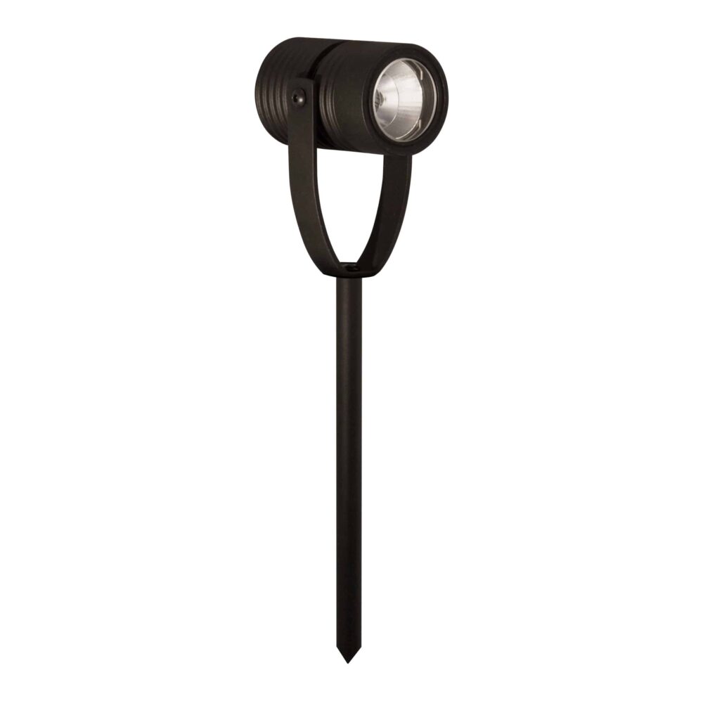 LuxR Modux Four Spike Spot in black shown full height on its ground spike