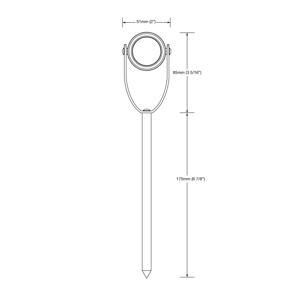Dimensioned line drawing of the LuxR Modux Four Spike Spot