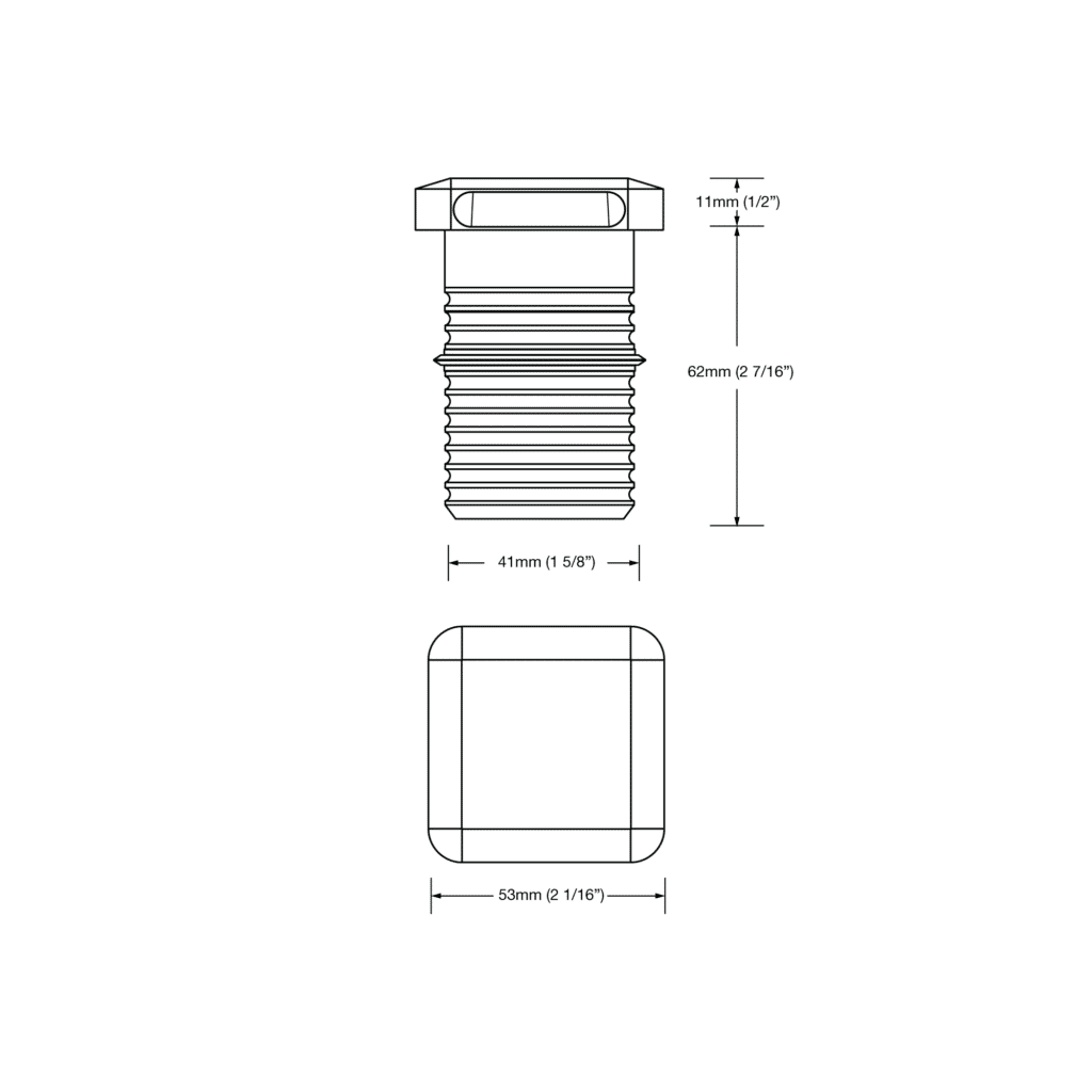 Dimensioned line drawing of the LuxR Modux Four Squarelight