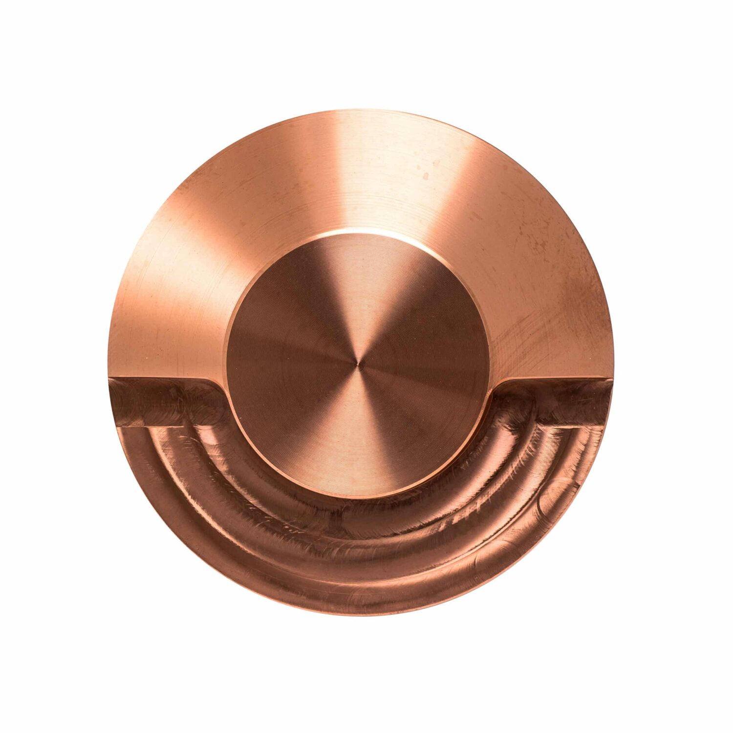 LuxR Modux Four Steplight in solid copper seen from above with its shielded aperture