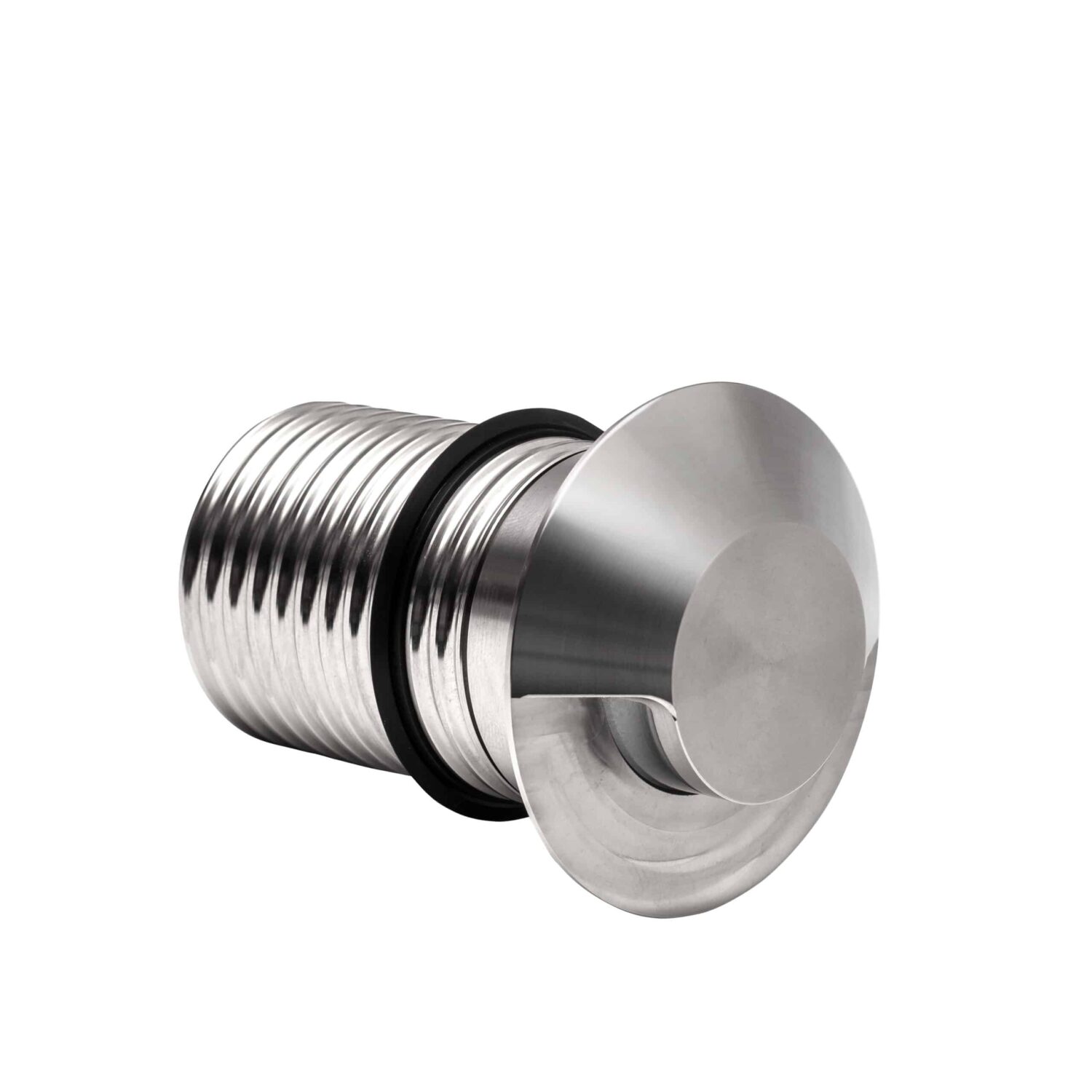 LuxR Modux Four Steplight in stainless steel showing its threaded barrel and shielded face