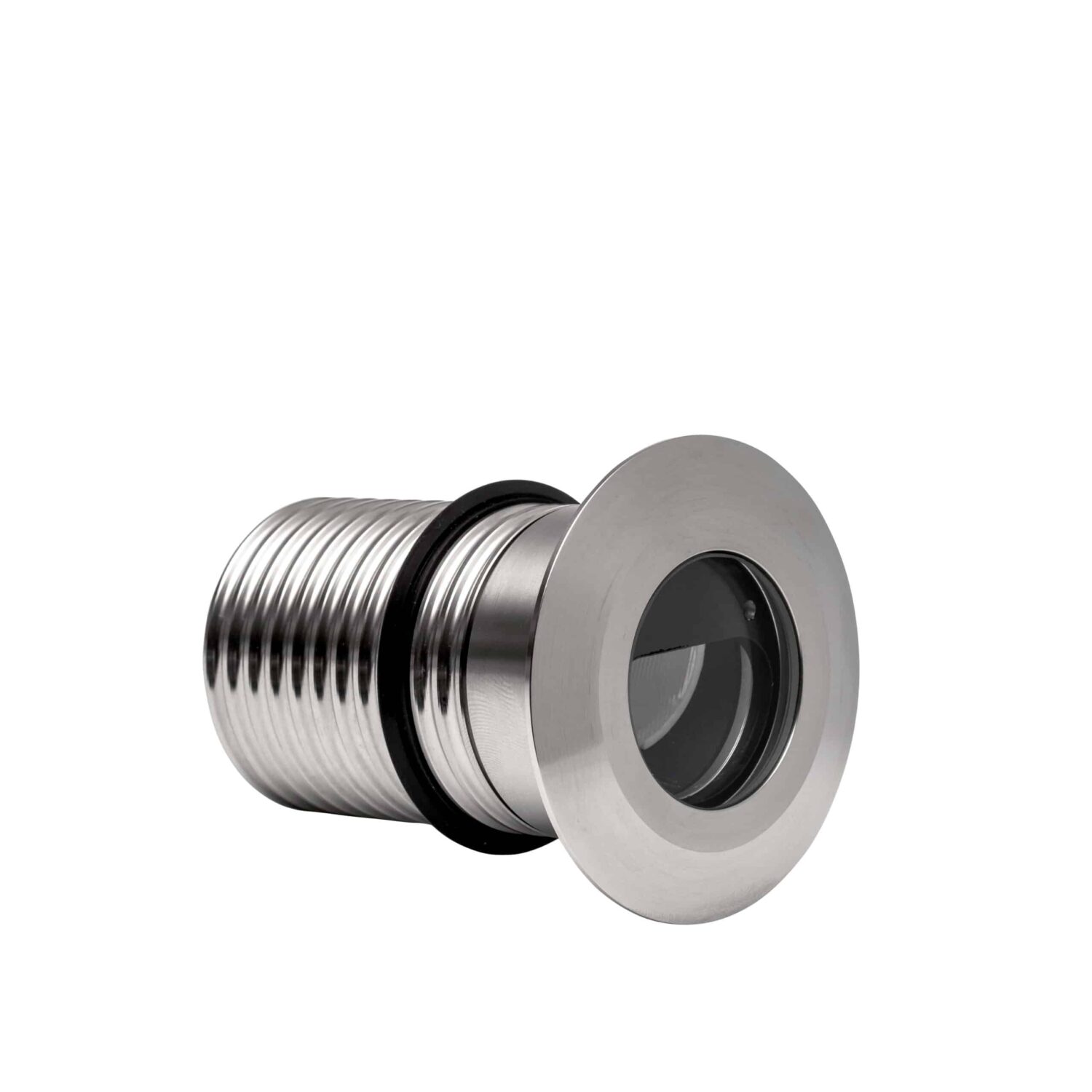 LuxR Modux Two Wall Washer in stainless steel showing its threaded barrel and shielded lens