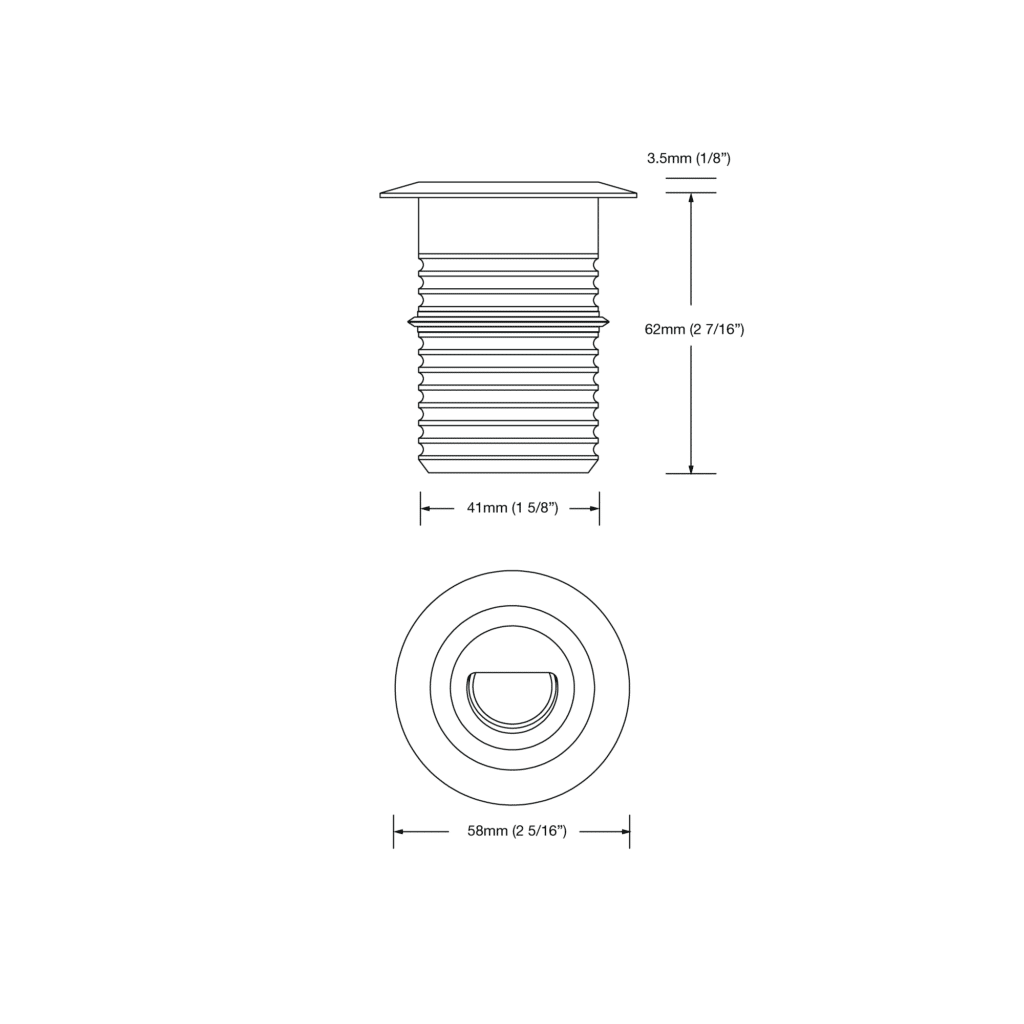 Dimensioned line drawing of the LuxR Modux Two Wall Washer