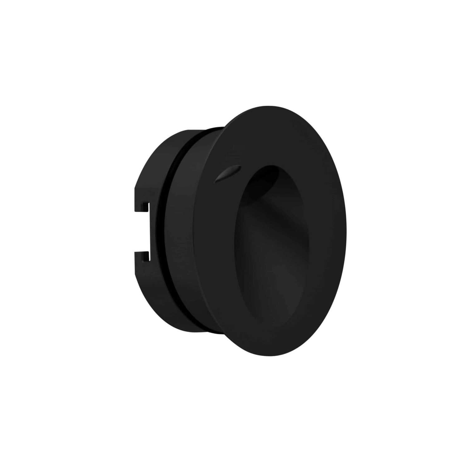 LuxR V1 Round in black showing its housing and retaining ring