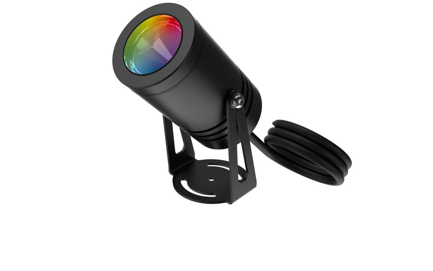 Hunza Bracket Spot Light High Power RGBW in black with a colour-mixing RGBW lens