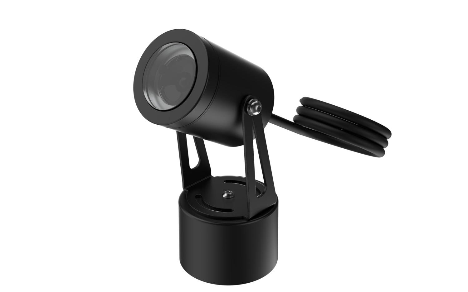 Hunza Bracket Spot GU10 in black on a weighted cylindrical base