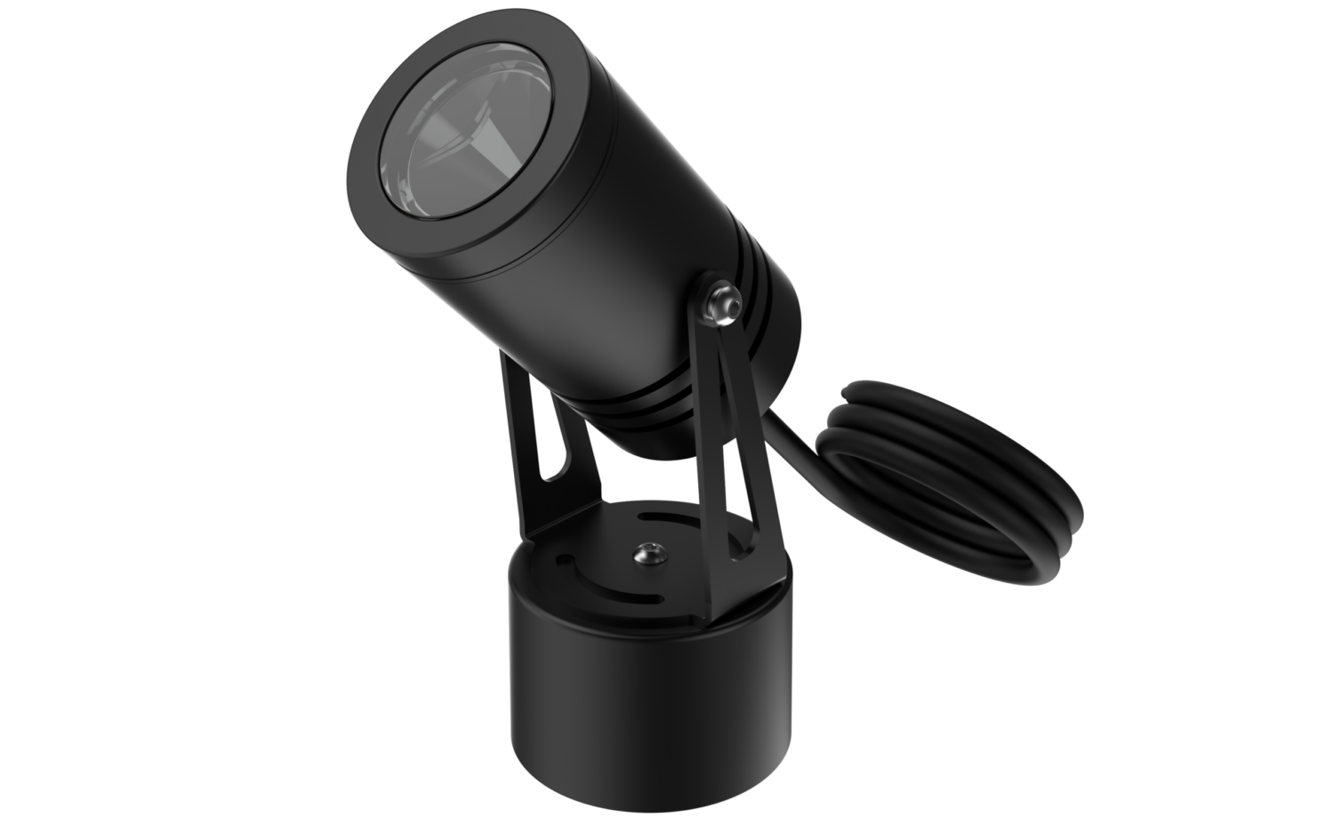 Hunza Bracket Spot Light High Power in black shown on a weighted cylindrical base