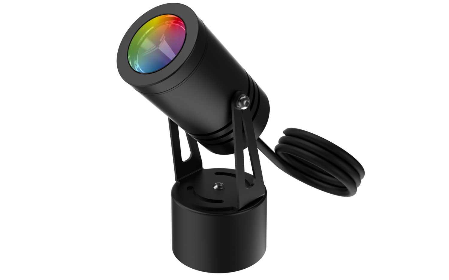 Hunza Bracket Spot Light High Power RGBW in black with RGBW lens on a weighted base