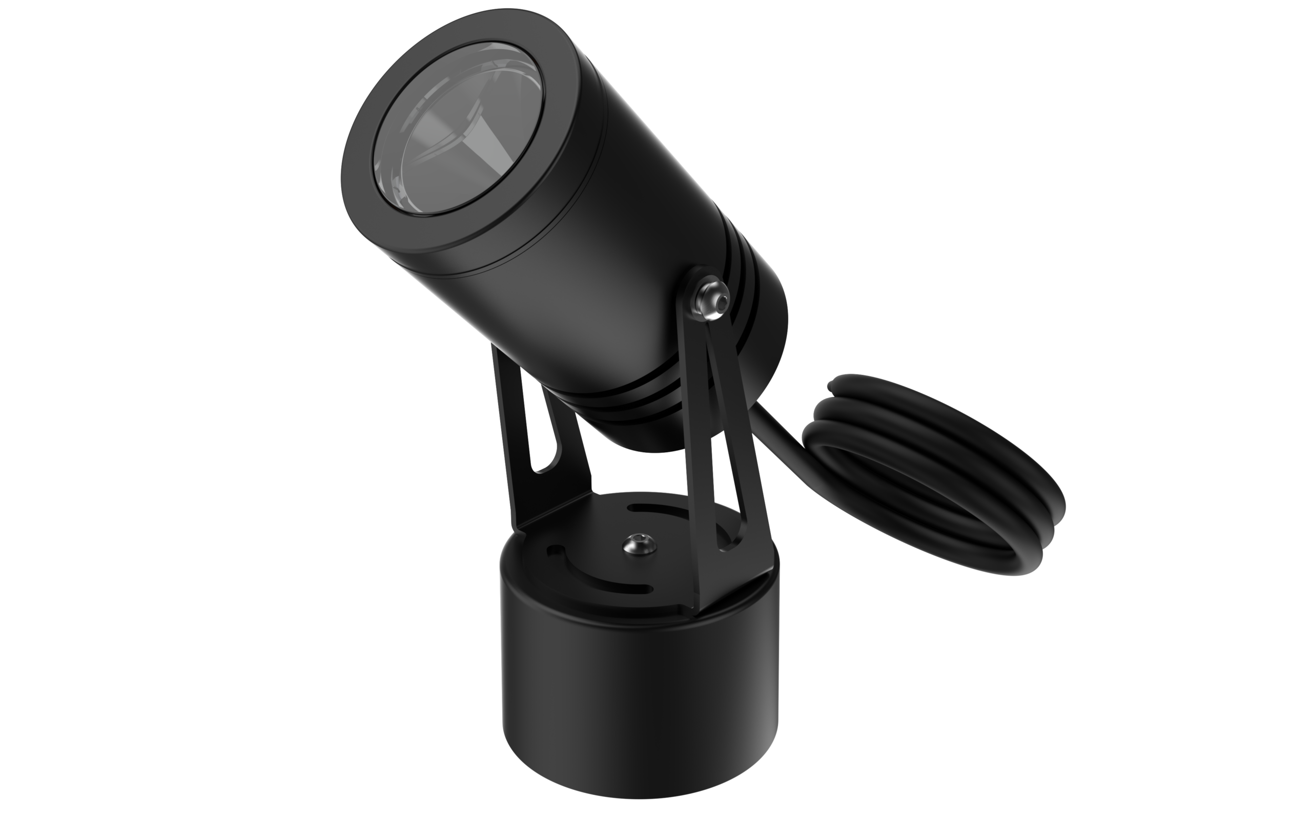 Hunza Bracket Spot Light High Power in black shown on a weighted cylindrical base
