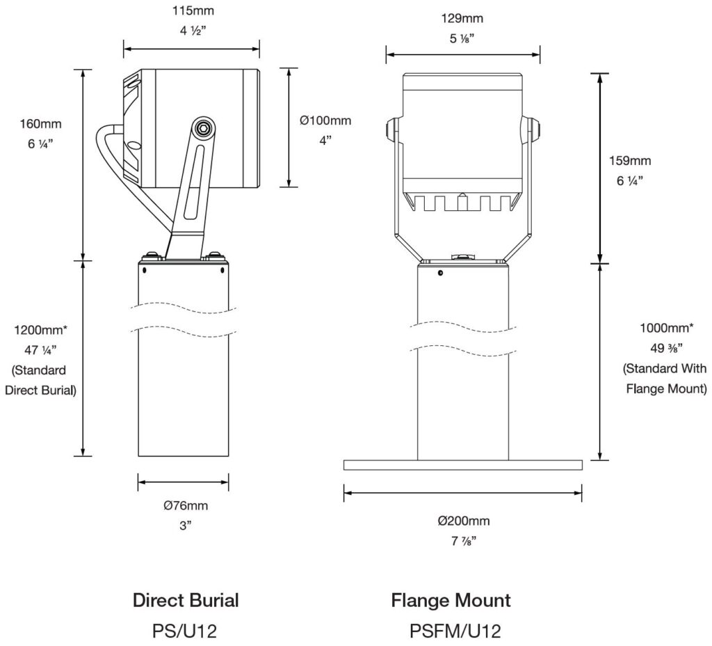 Dimensioned line drawing of the Hunza Ultra 12 Pole Spot