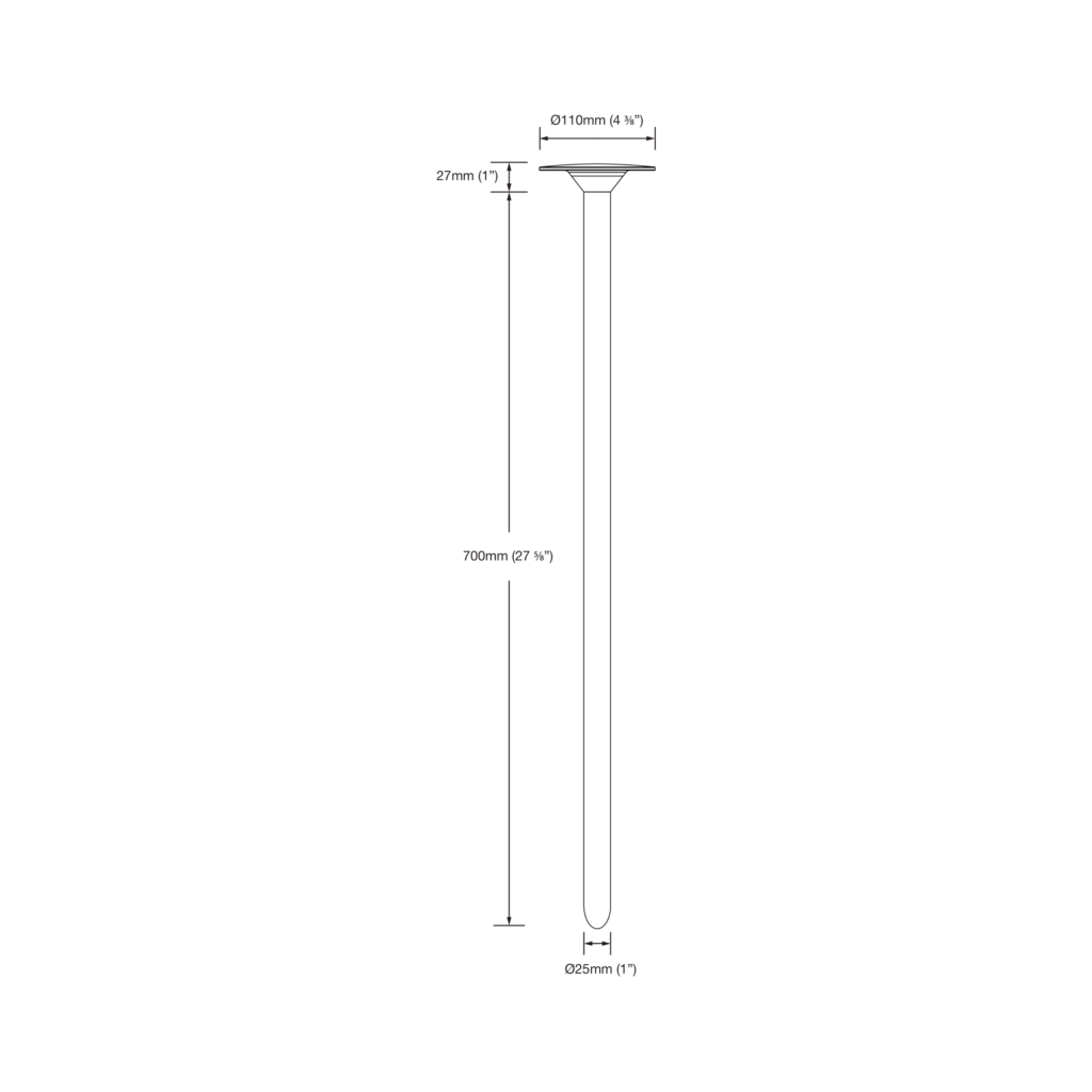 Dimensioned line drawing of the LuxR Modux One Extended Halo