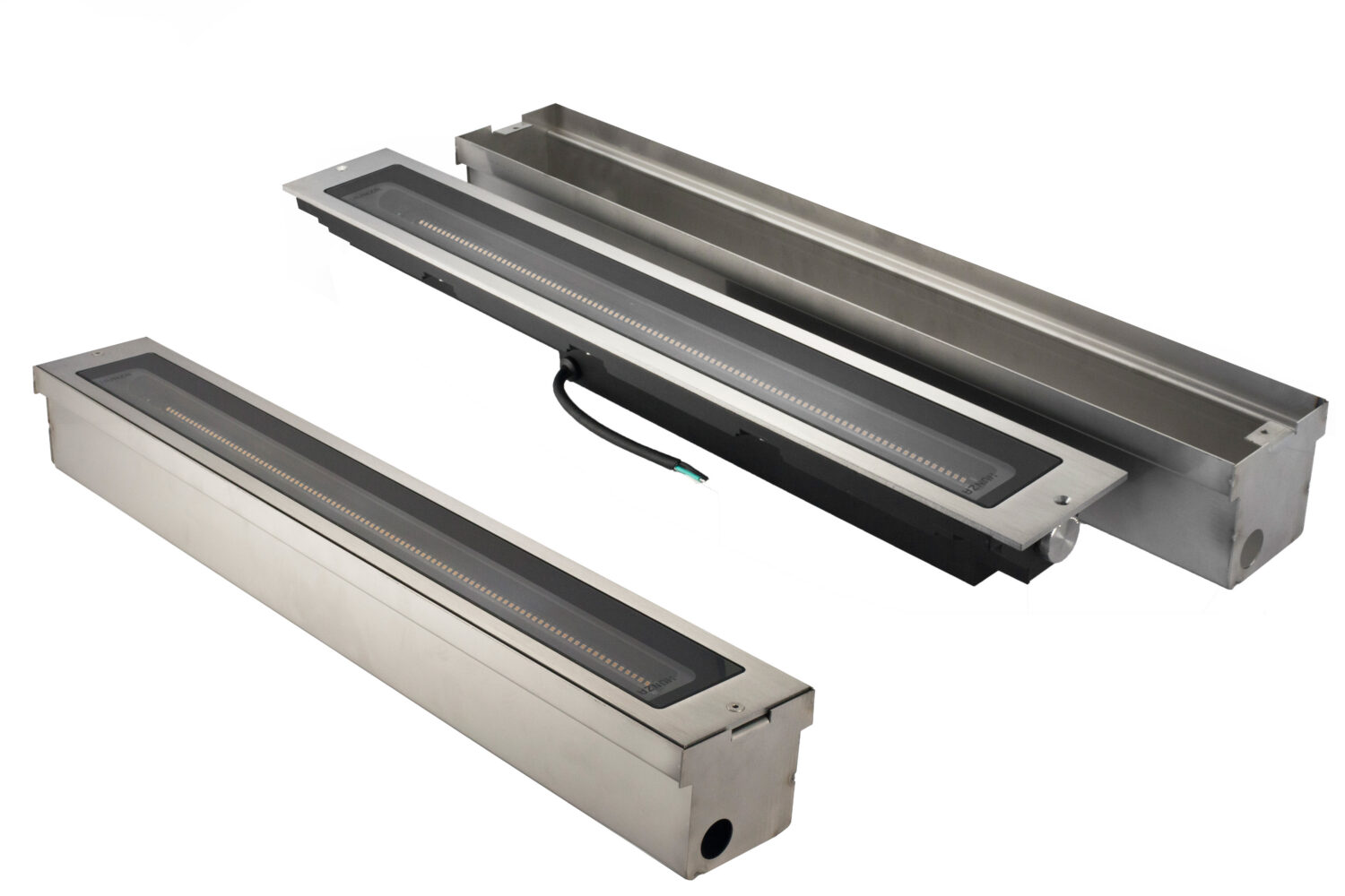 Hunza Adjustable Linear Light shown with its recessed housing separated