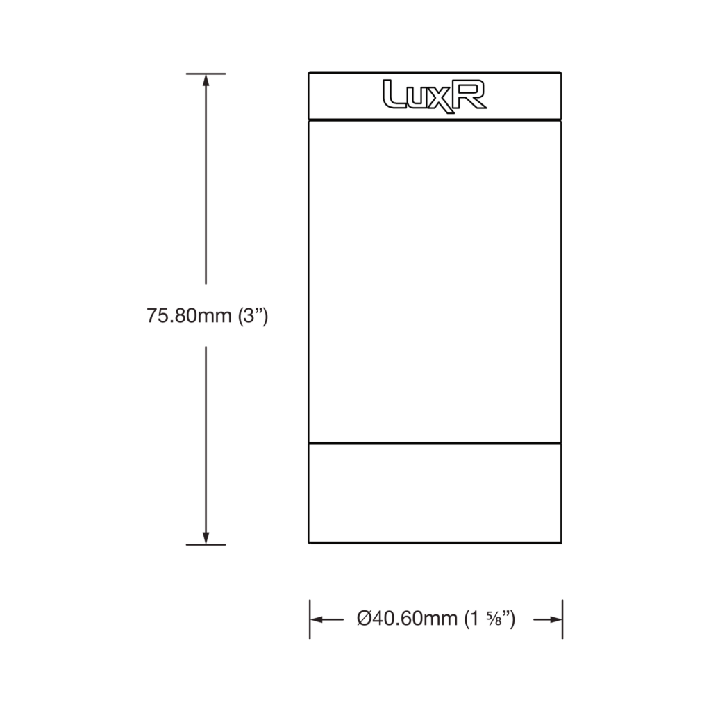 Dimensioned line drawing of the LuxR Modux Four Ceiling Mount