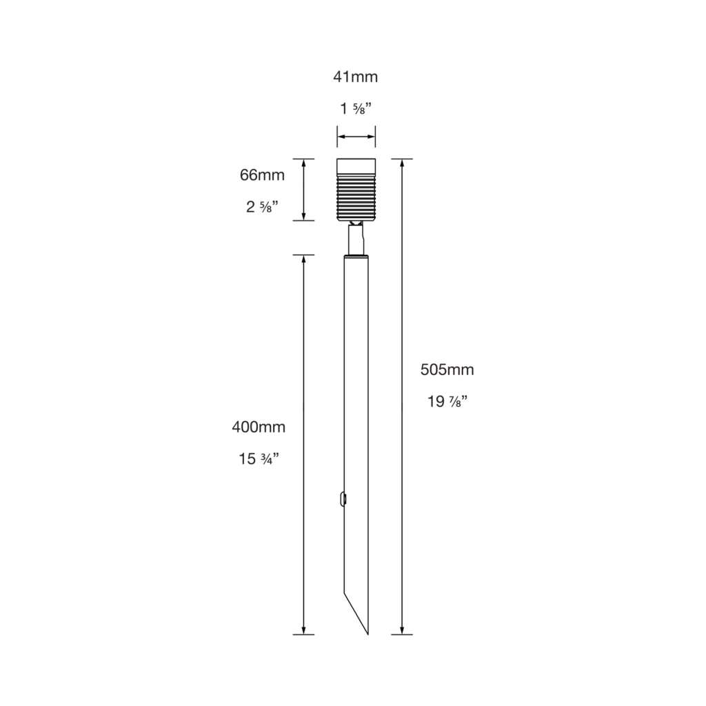Dimensioned line drawing of the LuxR Modux Four Pole Spot