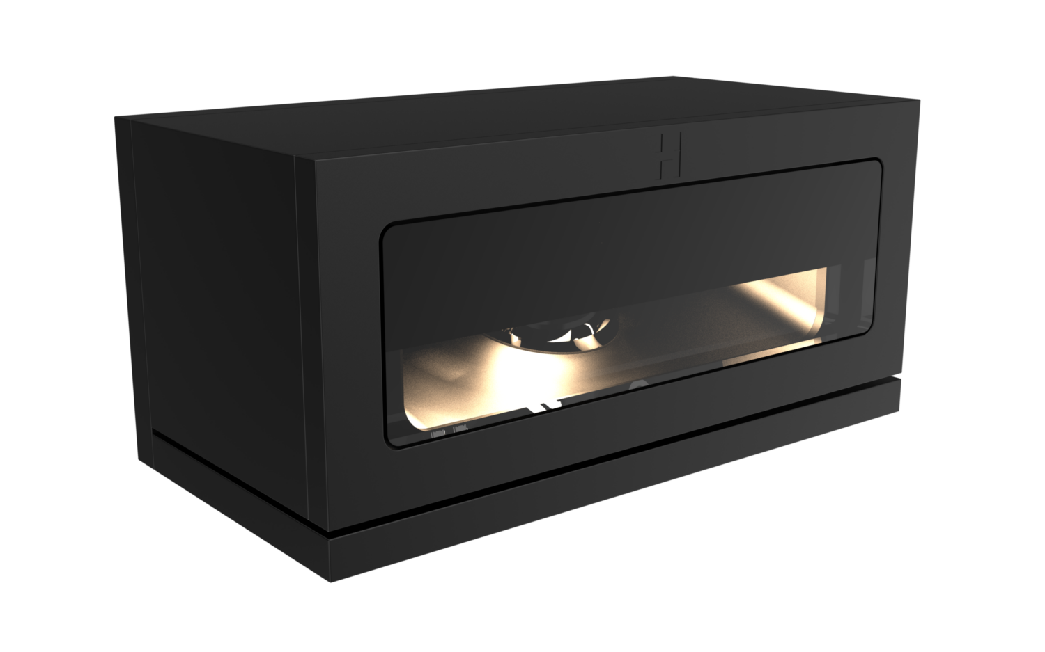 Hunza Verge in black, a rectangular luminaire with a lit slot aperture