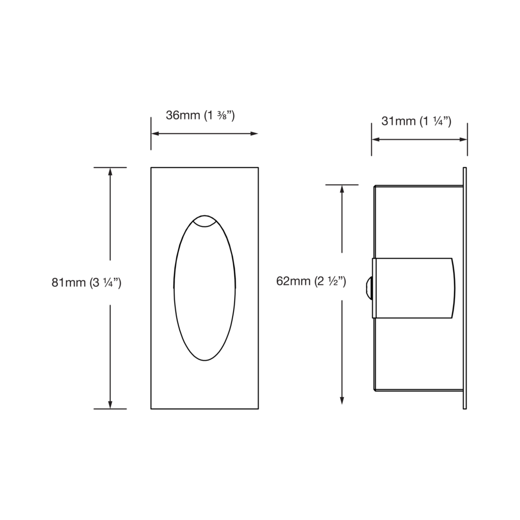 Dimensioned line drawing of the LuxR V1
