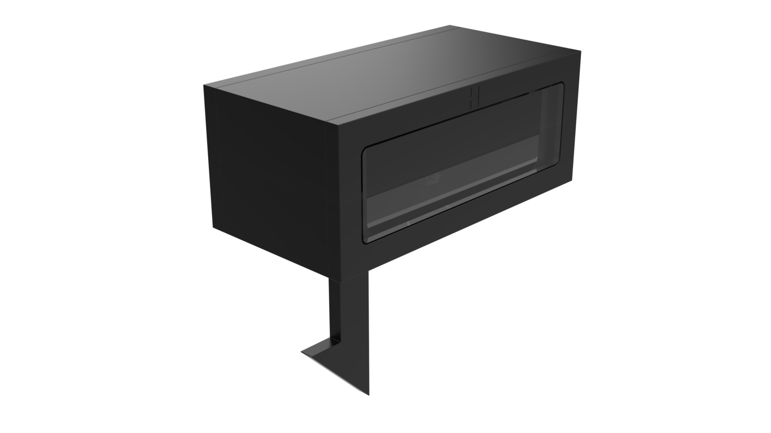 Hunza Verge in black on its spike mount, a rectangular luminaire with a lit slot aperture above a ground spike